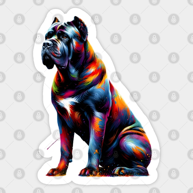 Dynamic Colorful Splash Cane Corso Majestic Portrait Sticker by ArtRUs